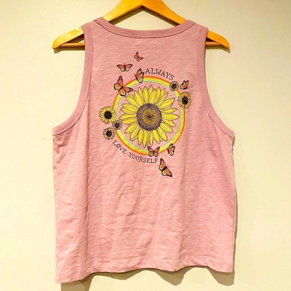Urban Nation Butterfly/Sunflower “Always Love Yourself” Tank Size XL
